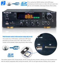Sunbuck AV-80/298BT 2000W Bluetooth Stereo Amplifiers High-Power Professional HiFi Amp With Remote Control FM USB SD 2 Mic input