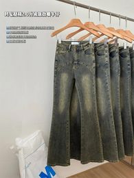 Women's Jeans Blue Flare Vintage Y2k 90s Aesthetic Baggy Denim Trousers 2000s Harajuku Wide Leg Cowboy Pants Trashy Clothes 2024