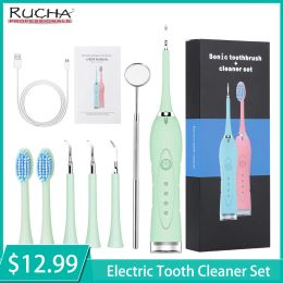 Heads Electric Teeth Cleaning Toothbrush Sonic Dental Scaler Tartar Remover Calculus Stains Cleaner Teeth Whitening IPX6 Waterproof