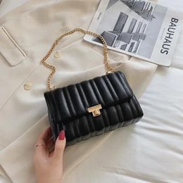 Shoulder Bags Fashion Simple Embroidery Chain Bag Thread Slung Over Underarm Rhombic Soft Leather