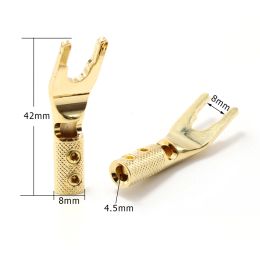 SY1525 Audio Red Copper/ Pure Copper Gold or Rhodium Plated Spade-Plug, Audio Speaker 9mm Cable Connector Y Spade Terminal