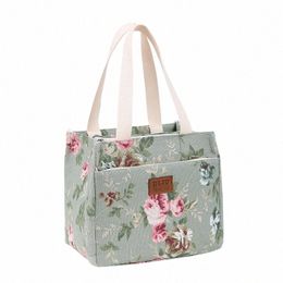 portable Floral Print Lunch Bag Thermal Insulated Lunch Box Tote Cooler Functial Handbag Student Bento Pouch Food Storage Bags k82r#