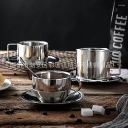 Cups Saucers Orderable Coffee Cup And Saucer Set Stainless Steel Creative European 304 Simple Tea