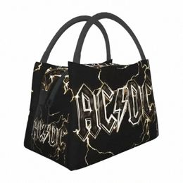 ac DC Rock Roll Band Insulated Lunch Bags for School Office Heavy Metal Music Portable Cooler Thermal Bento Box Women B3hS#