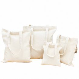 large Capacity Canvas Shoulder Handbag Folding Eco-Friendly Cott Tote Bags Reusable DIY Shoulder Bag Grocery Bag Beige Black K0hq#