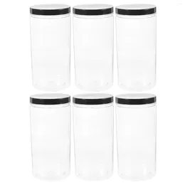 Vases 6Pcs Plastic Storage Jar With Lid Reusable Airtight Food Containers Sweets Canister