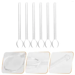 Spoons 6 Pcs Dessert Spoon Heat-resistant Tea Mixing Fittings Multipurpose Stirring Glass Cake Scoop Set