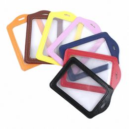 pu Leather ID Badge Case Clear and Color Border Lanyard Holes Bank Credit Card Holders ID Badge Holders Accories DropShip 68GS#