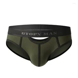 Underpants Briefs For Men Sexy U Convex Pouch Underwear Low Waist Bikini Cotton Tanga Slip Hollow Jockstrap String Homme