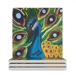 Table Mats Peacock Ceramic Coasters (Square) Slate Eat Decoration And Accessories Tile