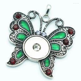 Chains Fashion Beauty Green&Blue Butterfly Snap Pendant Necklace Chain 60cm Fit 18MM Buttons Jewellery XL0139