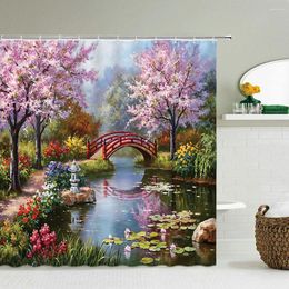 Shower Curtains Waterproof Curtain For Bathroom Idyllic Scenery Printing Bathtub Washable Painting With Hooks