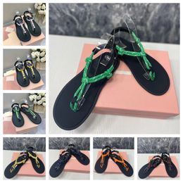 designer shoes wen sandals summer slippers flip flop diamond sandals Thick rope sandals Beach flat sandals black outsole minimalist shoes leisure women shoes