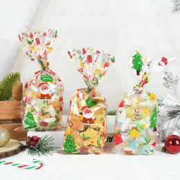 Gift Wrap 50pcs Christmas Plastic Candy Bag Bags Cellophane Cookie Sweet Biscuit Baking Packaging Navidad