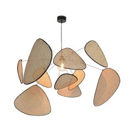 Modern Living Room Led Pendant lamp Dining Room Leaf Grid Rural Hand Made Rattan Art Screen Chandeliers Bedroom Home Decor