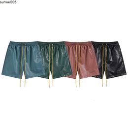 Designer Shorts Are Selling Well. Autumn New Rh Fashion Brand American Embroidered Letter Leather Shorts for Women Pu Split Men