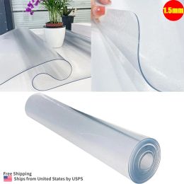 Soft Glass Table Cloth 1.5mm soft PVC Texture Tablecloth Waterproof Rectangular Table Cover Pad Kitchen Oil-Proof Table Mat