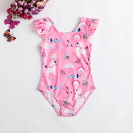 1 2 3 5 Years Girl Swimsuits Baby One Pieces Unicorn Swimwear Kids Summer Holiday Beach Swimming Bikini Newborn Bathing Clothes