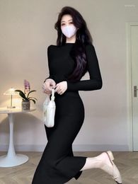 Casual Dresses Q-W Ns Ladies Japanese Streetwearrsvppap Officials Store Elegant Slim-Fit Fishtail Knitted For Women Fall Winter Inner We
