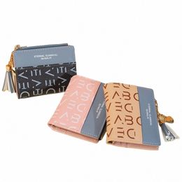 women's Short Tassel Wallet Printed Ctrast Multi Card Wallet Zipper Zero Wallet s86z#