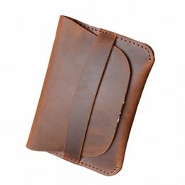 simple Genuine Leather Card Holder Creative Retro Casual Mini Purse Wallet First Layer Cowhid Leather Small Storage E3Kb#