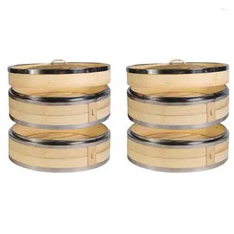 Double Boilers Promotion! 2X 2 Tier Kitchen Bamboo Steamer With Stainless Steel Banding