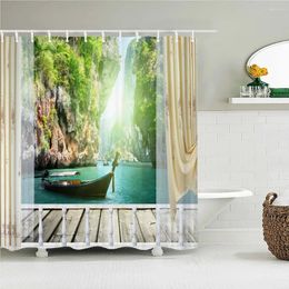 Shower Curtains High Quality Nature Forest Scenery Printed Fabric Bath Screen Waterproof Products Bathroom Decor With 12 Hooks