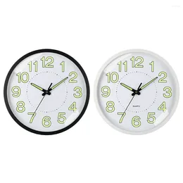 Wall Clocks 12inch Round Clock Glow In The Dark Silent Quartz Non-Ticking Energy-Absorbing Numerals&Hands For Bedroom Living Room