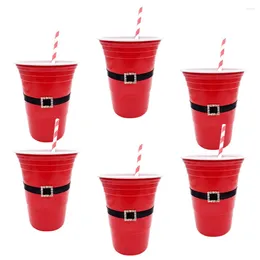 Disposable Cups Straws 12pcs Christmas Party Cup Holiday Stadium Festive Drinking With Perfect For