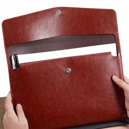 leather File Folder Card Holder Passport Holder Data File Organiser School File Package Ctract Bag Document Organiser R0Qk#
