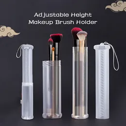 Storage Boxes Transparent Adjustable Height Makeup Brush Holder Display Cup Organiser With Lid Dustproof Toiletry Package Box