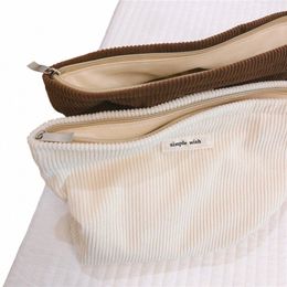 iskybob Solid Color Corduroy Makeup Bag Women Protable Makeup Bag Travel Storage Bag Fabric Handbag Mini Zipper Pouch 2023 Gift g1mF#