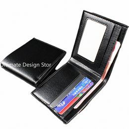 1pc Men's Wallet Genuine Leather Men Wallets Premium Product Real Cowhide Wallets for Man Short Black Walet Portefeuille Homme S2nY#