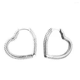 Hoop Earrings Moments Heart Charm For Women 925 Sterling Silver Earring Fine Jewellery Woman Brincos Items