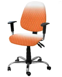 Chair Covers Moroccan Texture Orange Elastic Armchair Computer Cover Stretch Removable Office Slipcover Split Seat