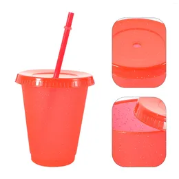 Disposable Cups Straws 2pcs Reusable Party Gathering Coffee Drink Water Cup With Lids And 500ml