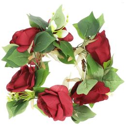Decorative Flowers Ring Wreath Artificial Rose Flower Leaf For Wedding Table Party Home Decor