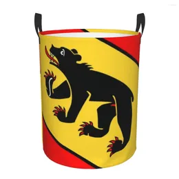 Laundry Bags Bern Bear Swiss Flag Basket Foldable Switzerland Coat Of Arms Clothes Hamper For Baby Kids Toys Storage Bag