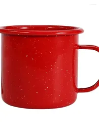 Mugs Enamel Cup With Rolled Edges Festive Red Snowflake White Dots Mug Iron Teapot 9cm