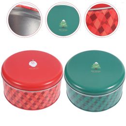 Storage Bottles 2pcs Candy Jar Christmas Cookie Tinplate Tin Decorative Snack Container