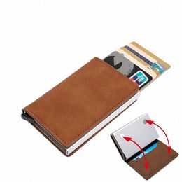bycobecy Custom Card Case Leather Wallet Men Magnet Wallet Rfid Credit Card Holder Aluminium Box Case With Mey Clip Card Holder r1kE#