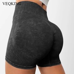 VEQKING Tight High Waisted Yoga Short Sexy Peach Quick Drying Breathable Sports Shorts Running Fitness Workout 240323