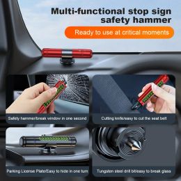 Car Safety Hammer Seat Belt Cutter With Car Phone Number Card 3-in-1 Window Breaker Tool Escape Emergency Hammer Rescue Tools