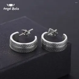 Stud Earrings Ancient Silver Colour Geometric Oval Earring Punk Craved Wheat Ears Buddha For Women Vintage Brinco