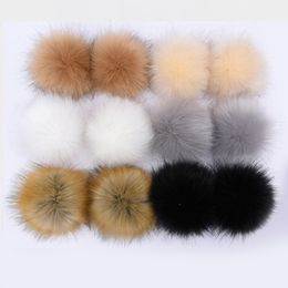 DIY Plush Hairball Hat Ball Handmade Large Ball With Rubber Band Knitted Hats Caps Accessory Faux Fox Fur Fluffy Ball