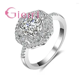 Cluster Rings Large Round Shiny Crystal Stone Ring For Women's Wedding Ceremony Party Shopping Jewellery And CZ