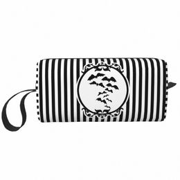 stripes And Bats Cosmetic Bag Women Fi Large Capacity Goth Occult Witch Halen Makeup Case Beauty Storage Toiletry Bags y1sK#