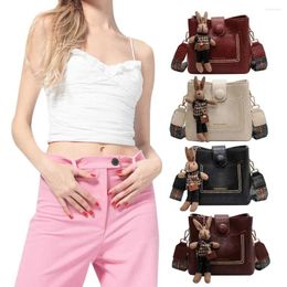 Shoulder Bags Women PU Satchel Bag With Pendant Small Crossbody Guitar Strap Hobo Sling Casual Tote Handbag Winter Shopper