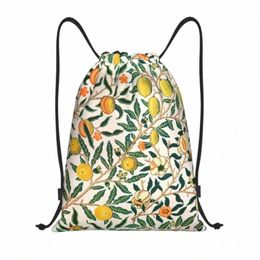 william Morris Pattern Fruits Drawstring Bag Women Men Portable Sports Gym Sackpack Textile Pattern Training Storage Backpacks o2dn#
