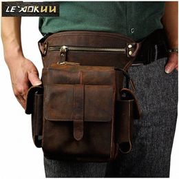quality Leather Men Design Casual Menger Shoulder Bag Multifuncti Fi Fanny Waist Belt Pack Leg Drop Bag Pouch 913-5 n0py#
